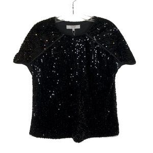 NWT Womens Size XS Crosby by Mollie Burch Black Caitlin Full Sequin Top